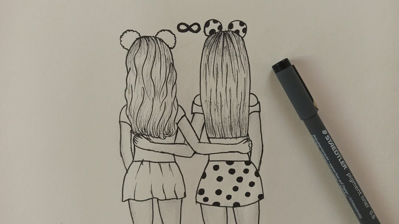 How to Draw Best Friends (bff) Easy | Step by Step - YouTube Rysunek Bff Krok Po Kroku