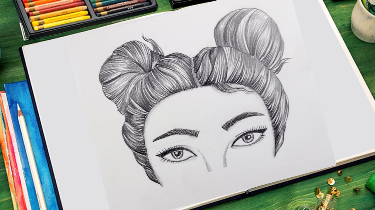 How to draw space buns | How to Draw a Girl With Double Buns Hair very How To Draw Space Buns