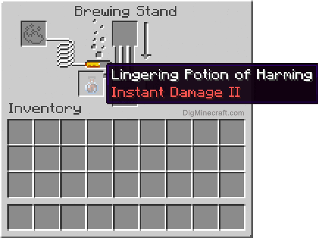 How to make a Lingering Potion of Harming (Instant Damage II) in Minecraft Minecraft Lingering Potion Of Harming