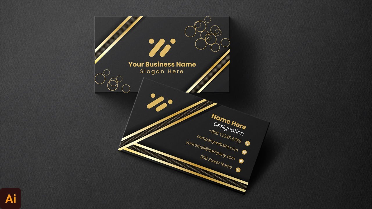 How to Make Luxury Business Card Design in illustrator | Elegant Golden In Card Zara Co To