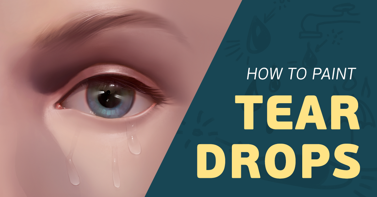 How to Paint Realistic Tears and Water Droplets | Retouching tutorial How To Draw Tears Digital