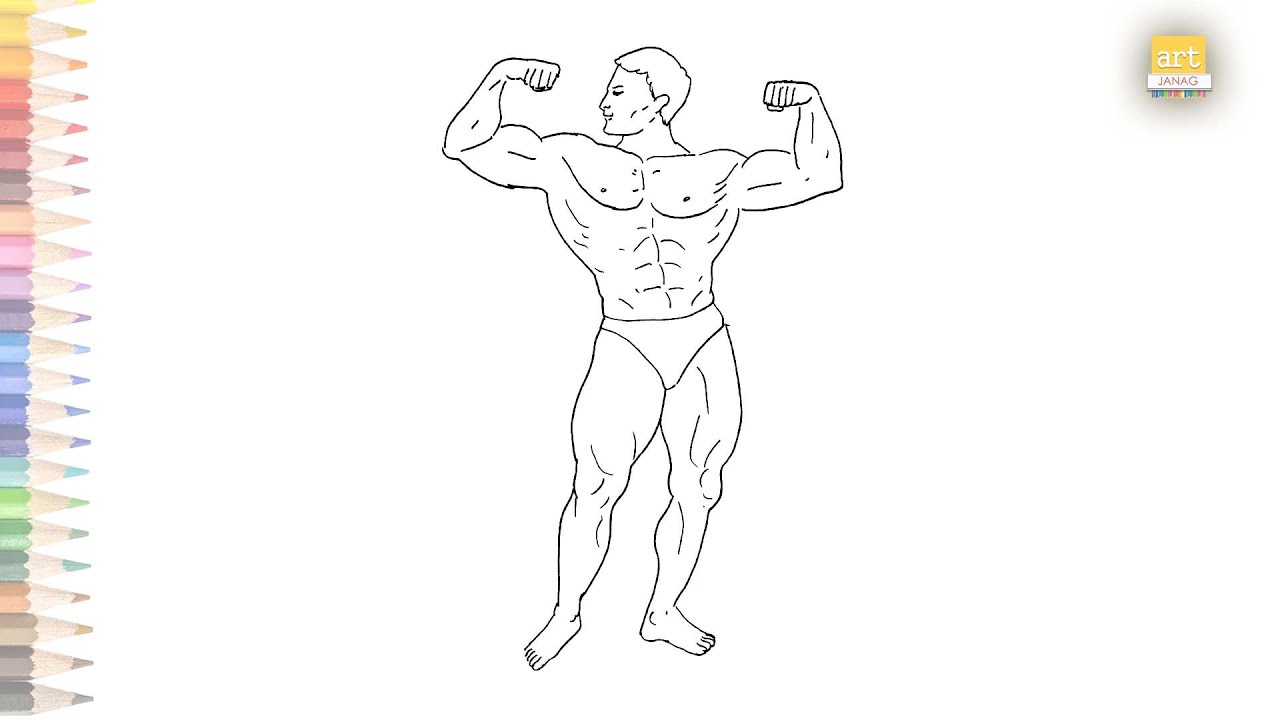 Human body Muscle outline drawings | How to draw Human bodybuilder How To Draw A Bodybuilder