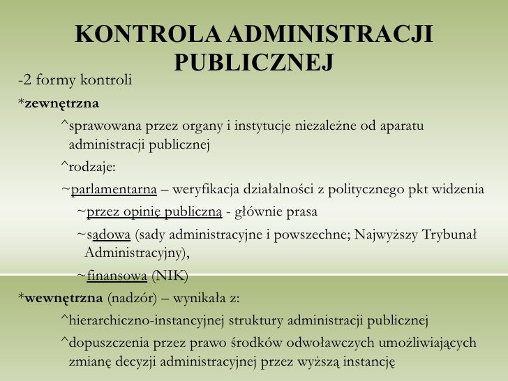 Kryteria Kontroli W Administracji Publicznej