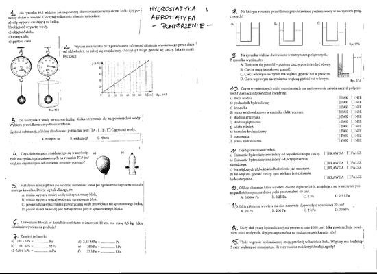 Hydrostatyka I Aerostatyka Klasa 7 Sprawdzian - Margaret Wiegel Sprawdzian Z Fizyki Klasa 7 Dzial 3 Nowa Era Odpowiedzi