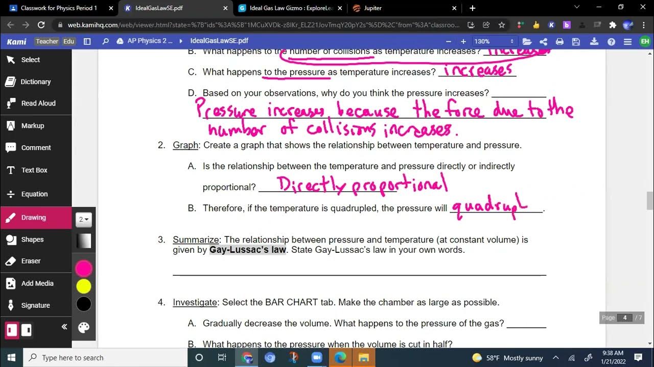 Gizmo Ideal Gas Law Answer Key