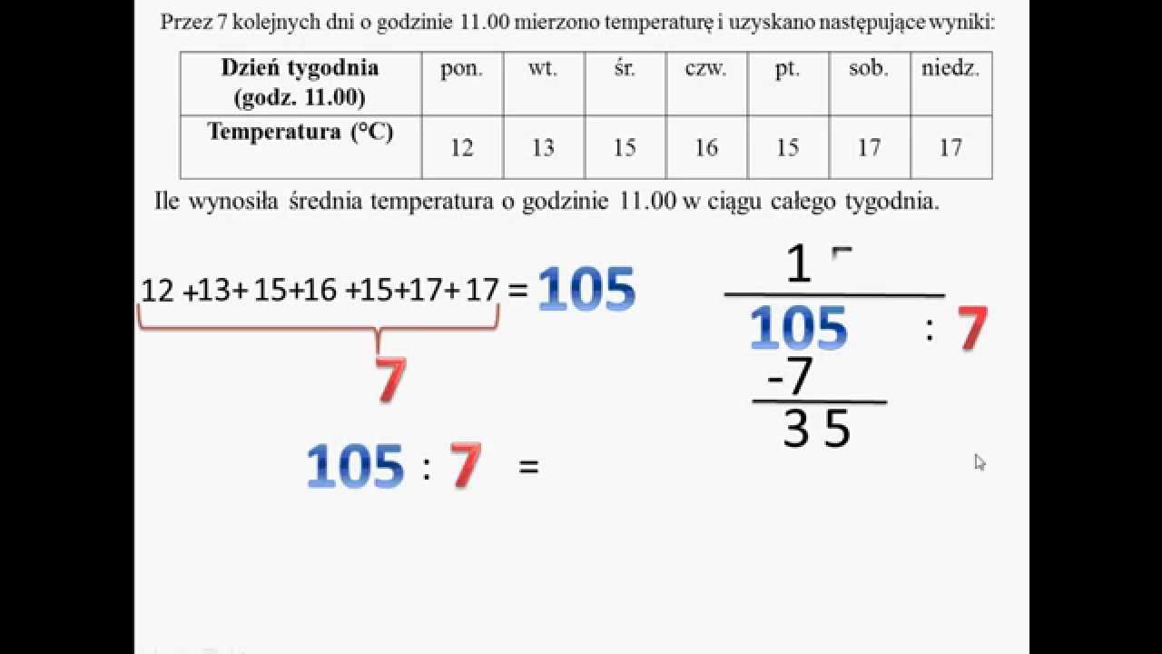 Ile wynosiła średnia temperatura w ciągu tygodnia? Średnia arytmetyczna Jak Obliczyć średnią Roczną Temperaturę Powietrza