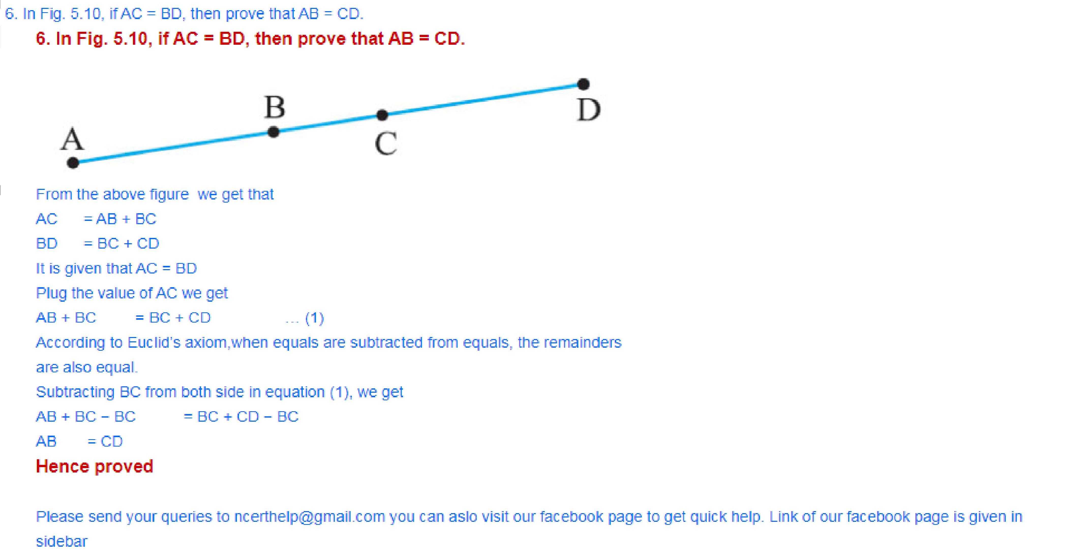 In AC=BD, then prove that AB=CD - Brainly.in Given Ab Cd Prove Ac Bd
