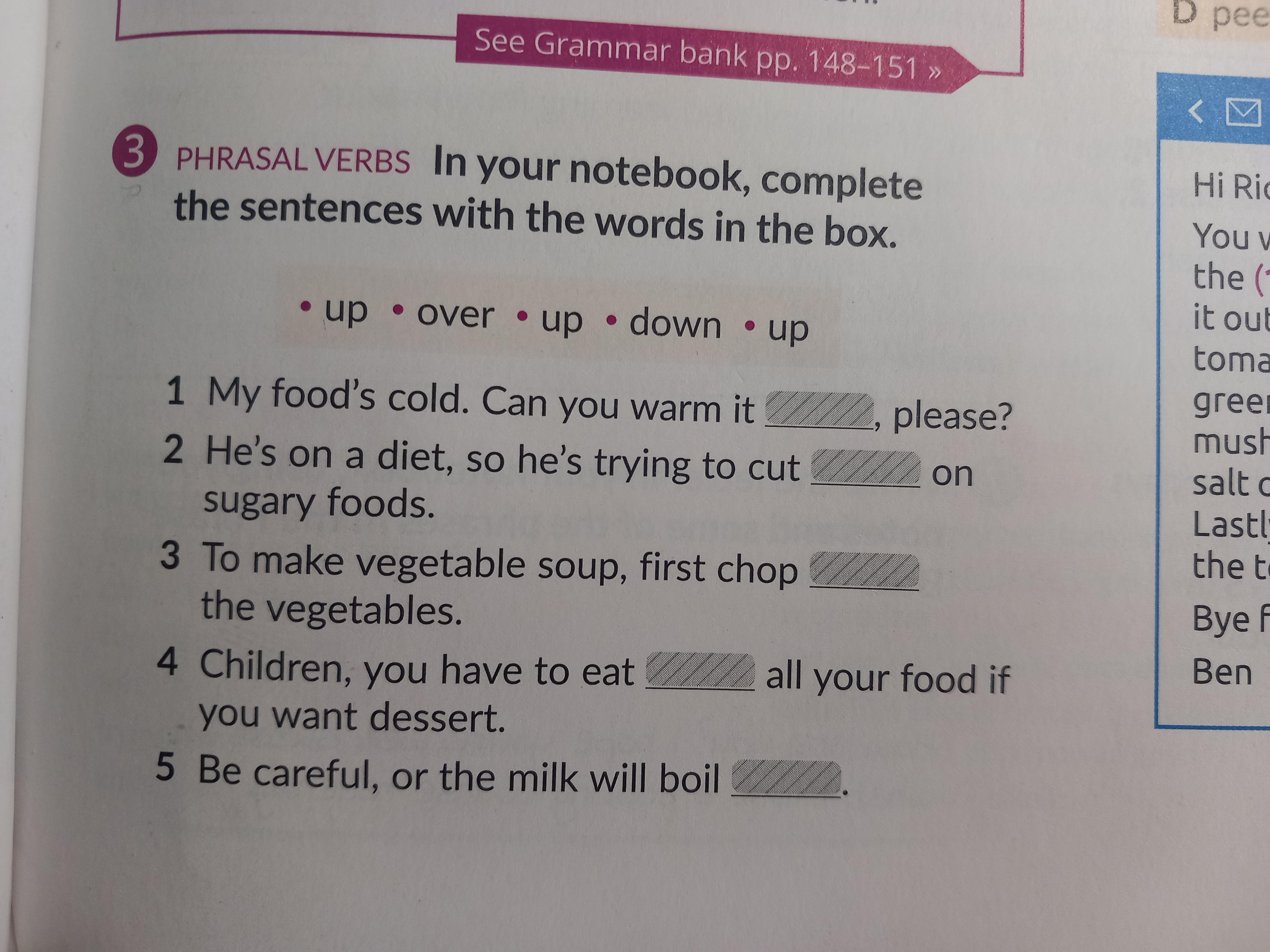 In your notebook, complete the sentences with the words in the box In Your Notebook Complete Sentences 1 10 With The Kitchen