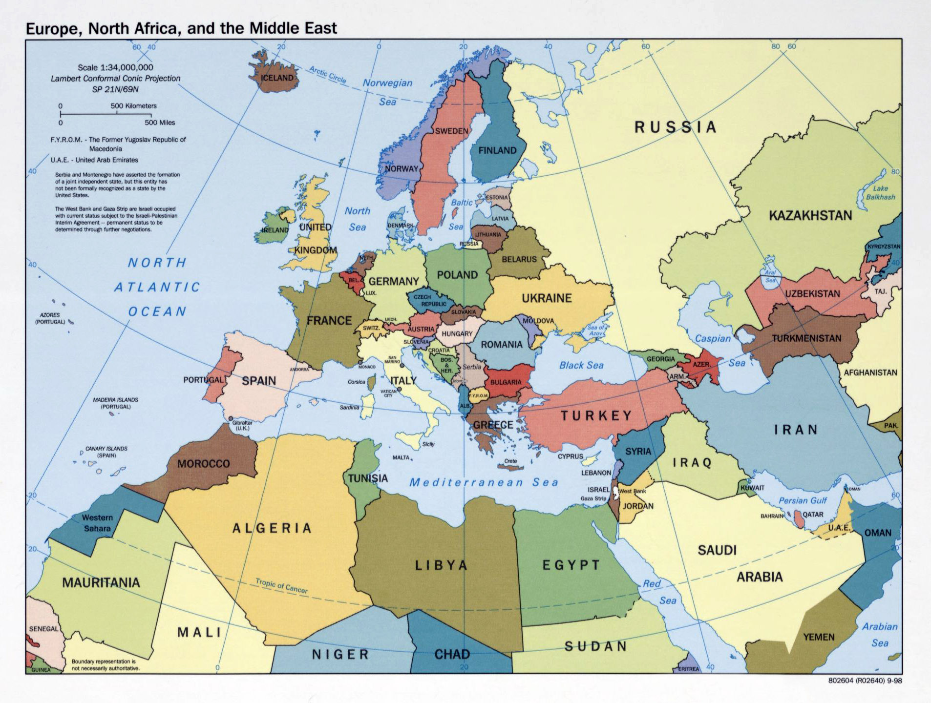 Mapa Polityczna Europy I Azji