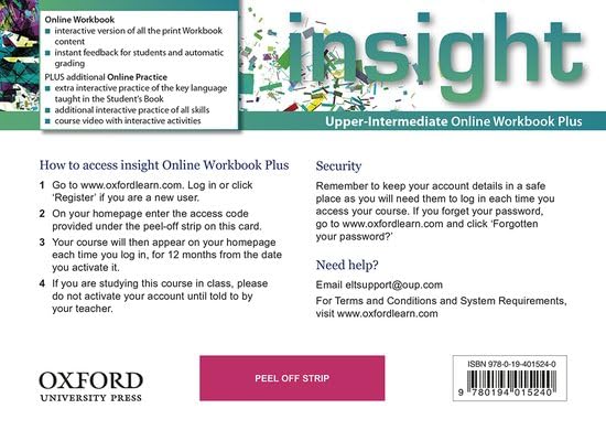 insight: Upper-Intermediate: Online Workbook Plus - Access Code Insight Upper Intermediate Workbook Key Pdf