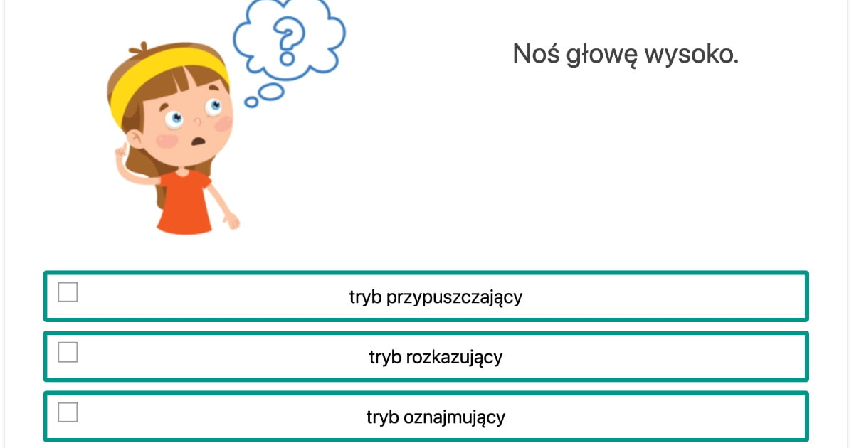Interaktywny Quiz: Tryb czasownika dla dzieci, uczniów klasy 5 Sprawdzian Z Czasownika Klasa 5 Gwo