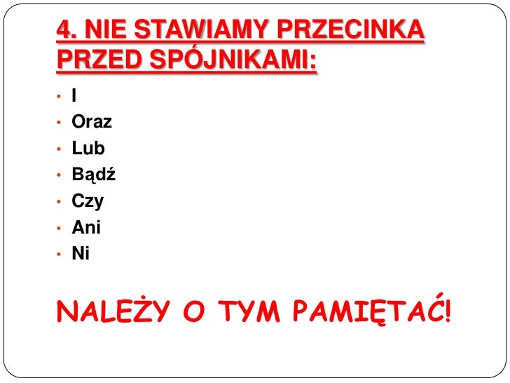 Przed Jakimi Spójnikami Nie Stawiamy Przecinka