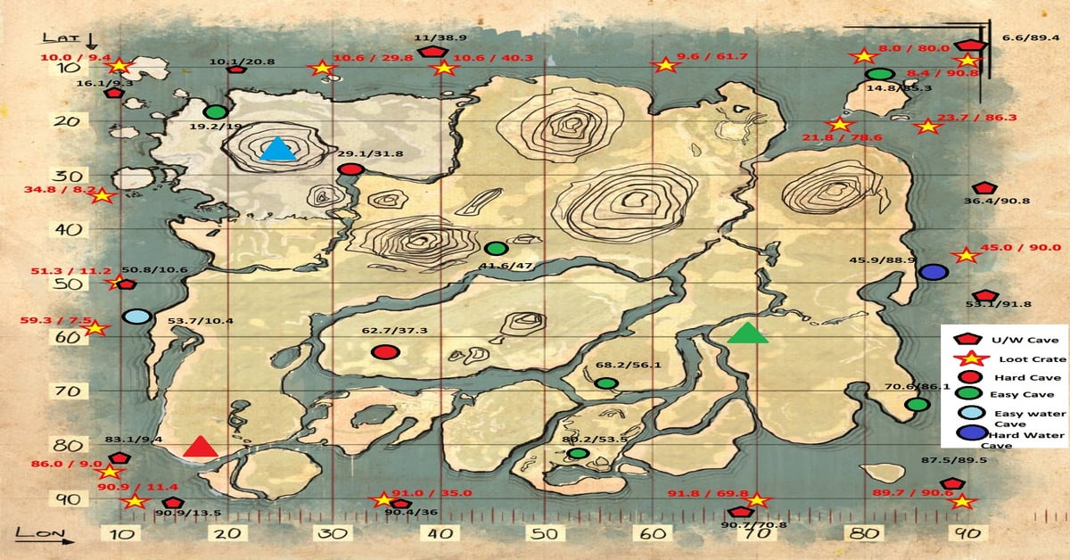 Island Cave and Crate drops : ARKone Ark Cave Locations The Island