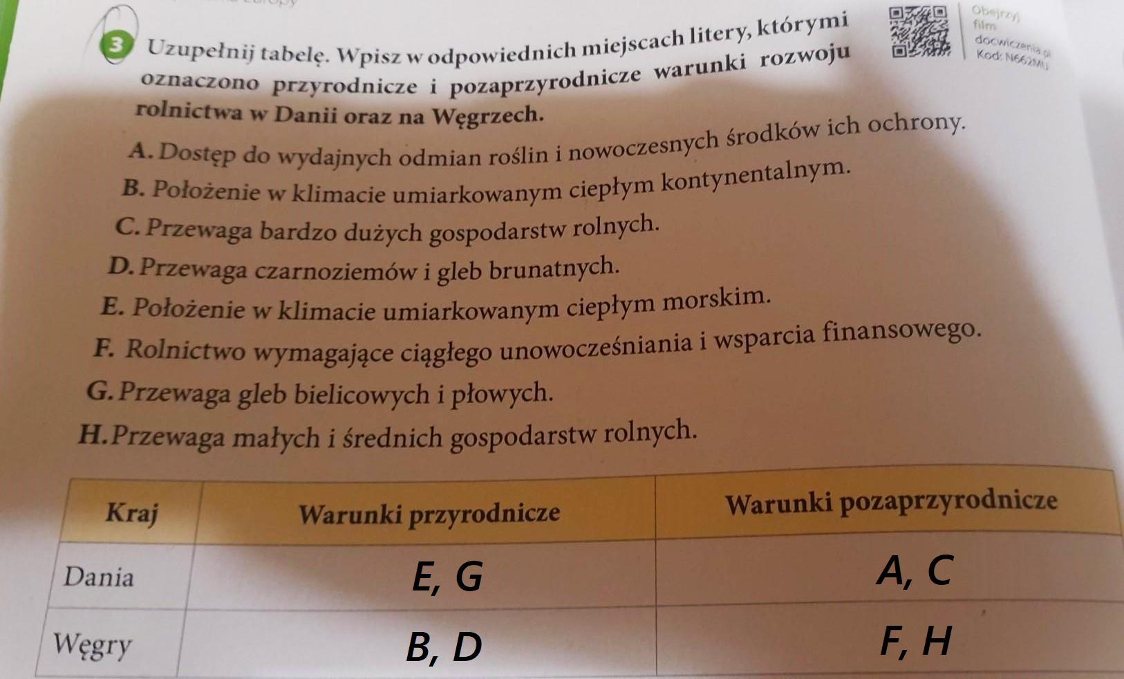 Wpisz W Odpowiednich Miejscach Tabeli Litery A E