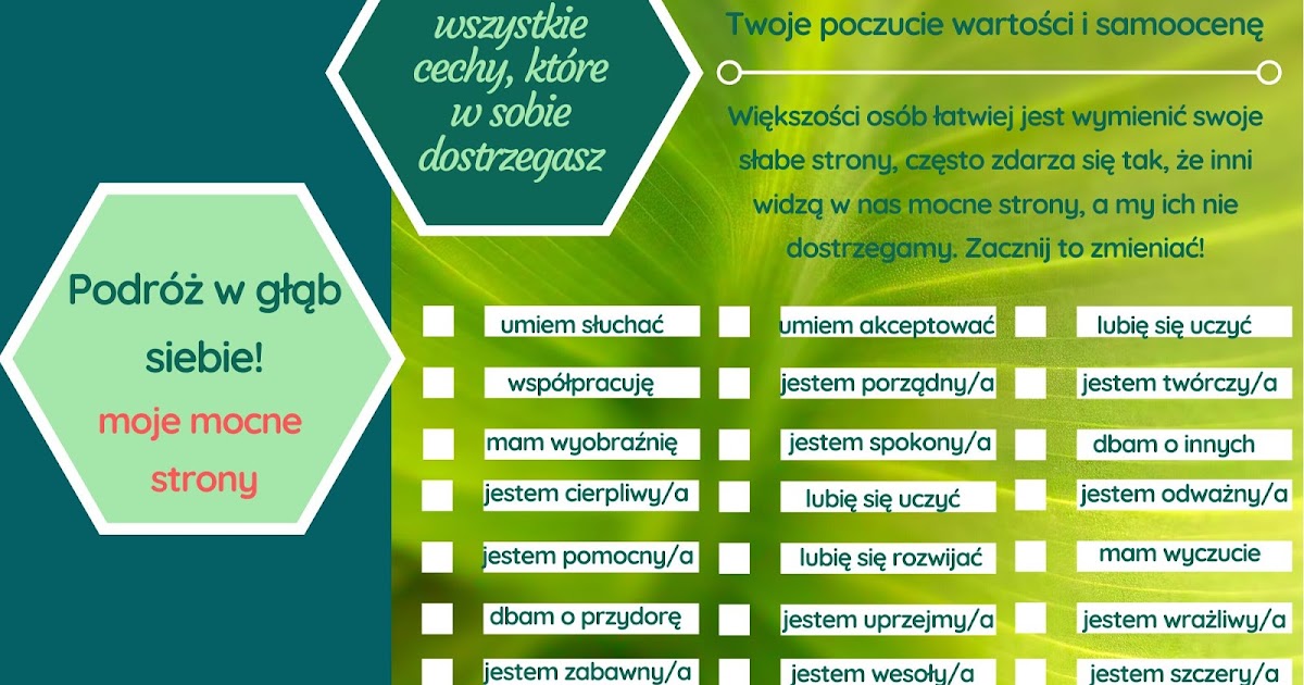 Budowanie Poczucia Własnej Wartości ćwiczenia Pdf