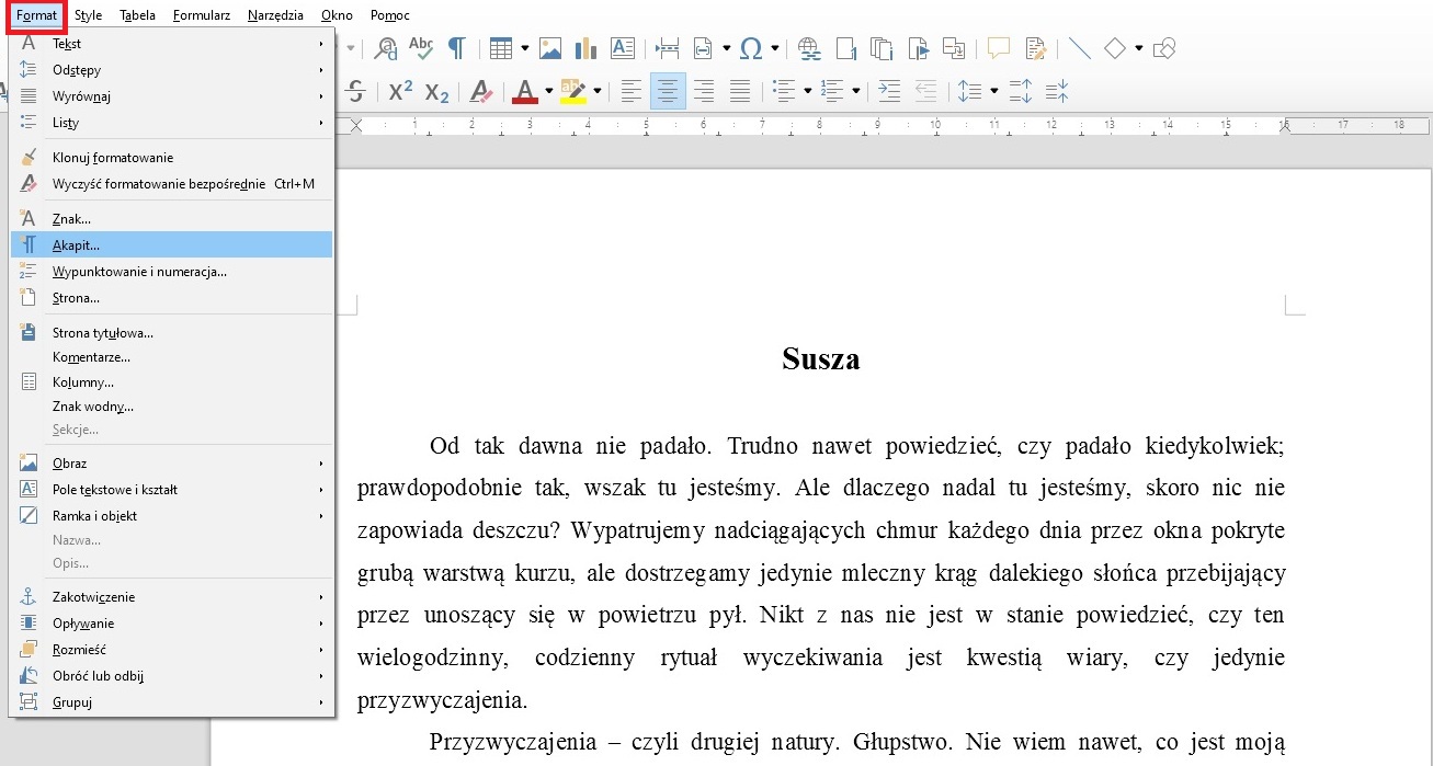 Jak formatować tekst w MS Word / Libre Office / Google Docs? – Fantazmaty Jak Wyjustowac Tekst W Libreoffice