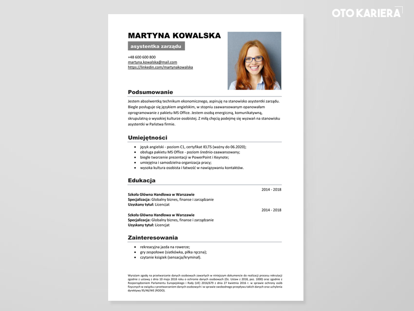 Cv Po Liceum Bez Doświadczenia Wzór
