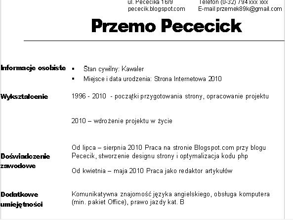 Jak napisać CV, list motywacyjny, życiorys, jak napisać dobre CV Jak Napisac W Cv Ze Mam Ksiazeczke Sanepidowska