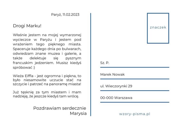 Jak napisać pocztówkę? - Wzory-Pisma.pl Jestes Na Wakacjach Napisz Do Znajomych Pocztowke W Ktorej