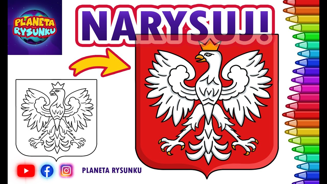 Jak narysować Godło Polski - Rysowanie i kolorowanie dla dzieci Godlo Polski Opis Dla Dzieci