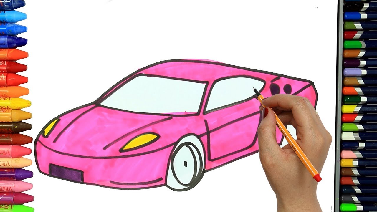 Jak narysować różowy samochód | Rysunek | Kolorowanki dla dzieci Jak Narysowac Auto Dla Dzieci