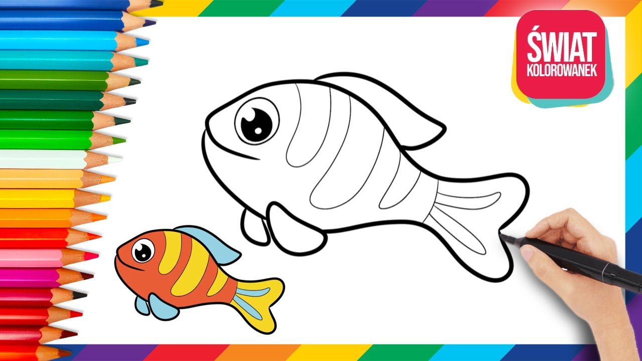 Jak Narysować Rybę 🐟🎨 Kolorowanka Ryba dla dzieci. Rysujemy Rybkę Krok Jak Narysować Rybę Krok Po Kroku