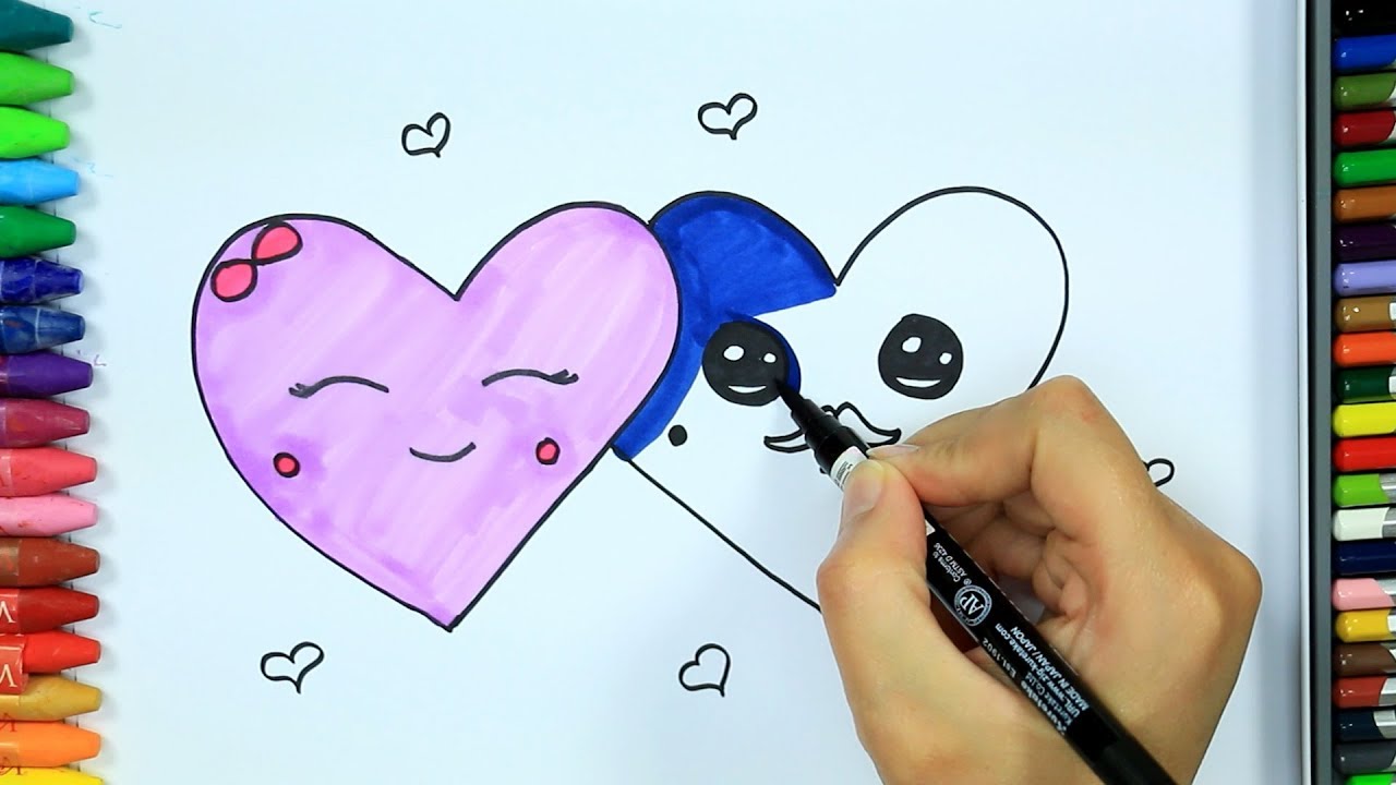 Jak narysować serce💙 | kolorowanka HD | Kolory dla dzieci Jak kolorować Co Mozna Narysowac Na Plotnie