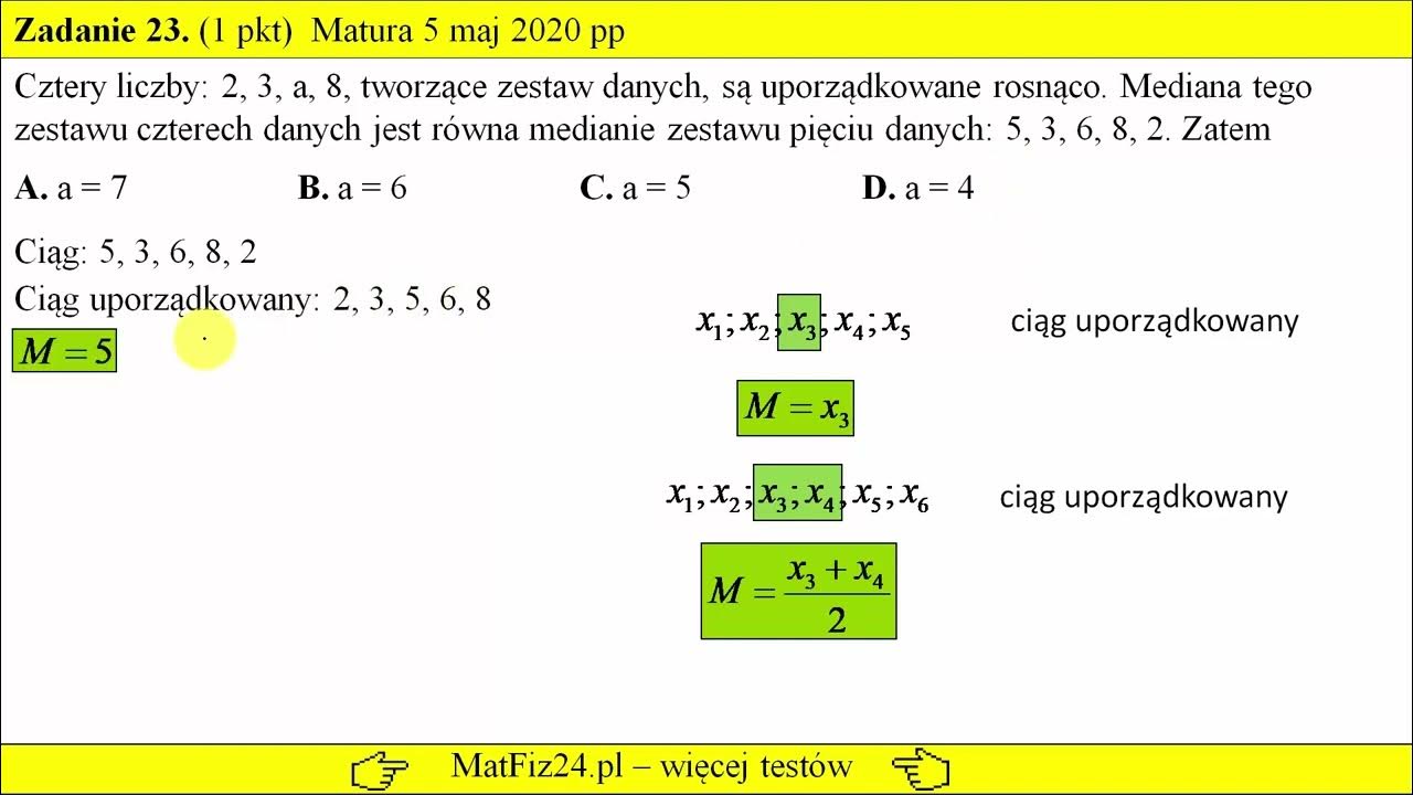 Jak obliczyć medianę? - Matura podstawowa - Maj 2020 | Matfiz24.pl Jak Obliczyć średnią Ocen Na Półrocze