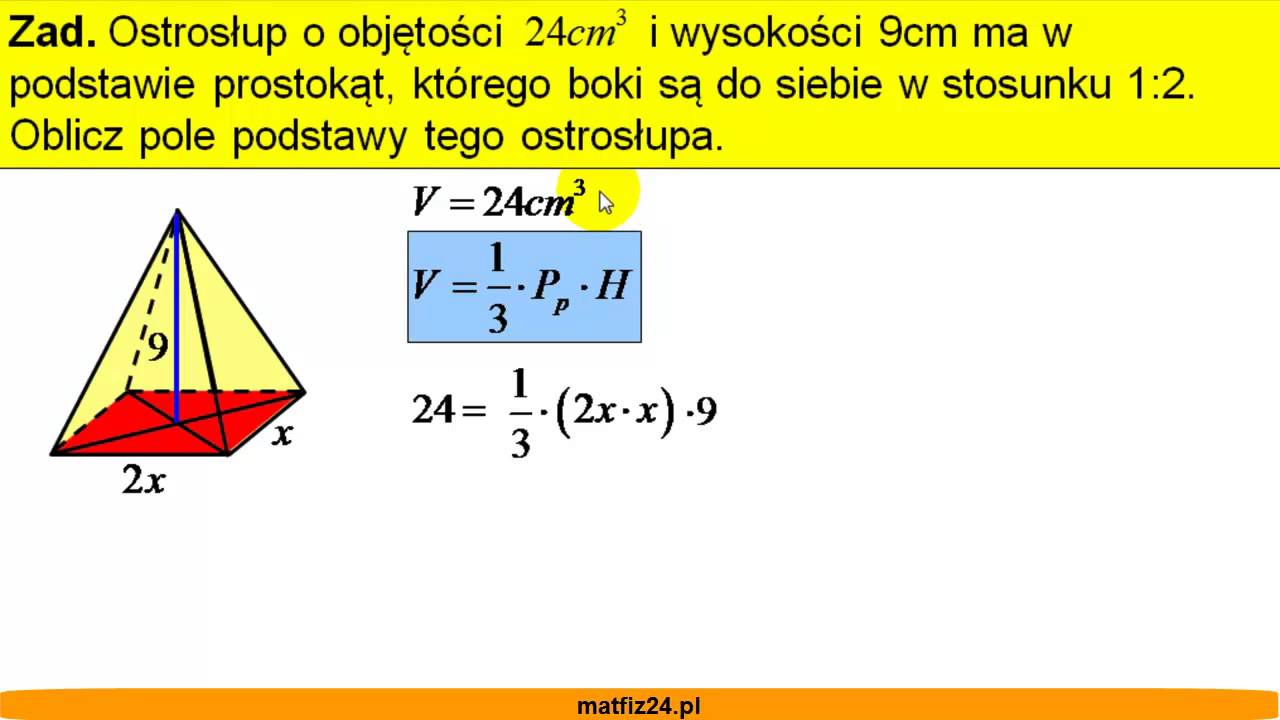 Jak obliczyć pole podstawy ostrosłupa - Zadanie - Matfiz24.pl - YouTube Jak Sie Liczy Pole Boczne Ostrosłupa