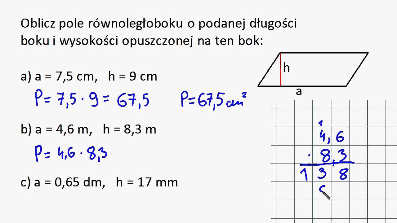 Jak obliczyć pole równoległoboku? - YouTube Jak Liczy Sie Pole Rwnolegloboku