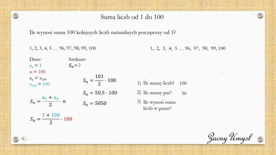 Suma Liczb Od 1 Do 100