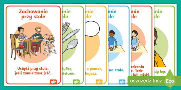 Jak zachowywać się przy stole? | Plakaty (teacher made) Konspekty Zajęć Dla Dzieci Z Niepełnosprawnością Intelektualną
