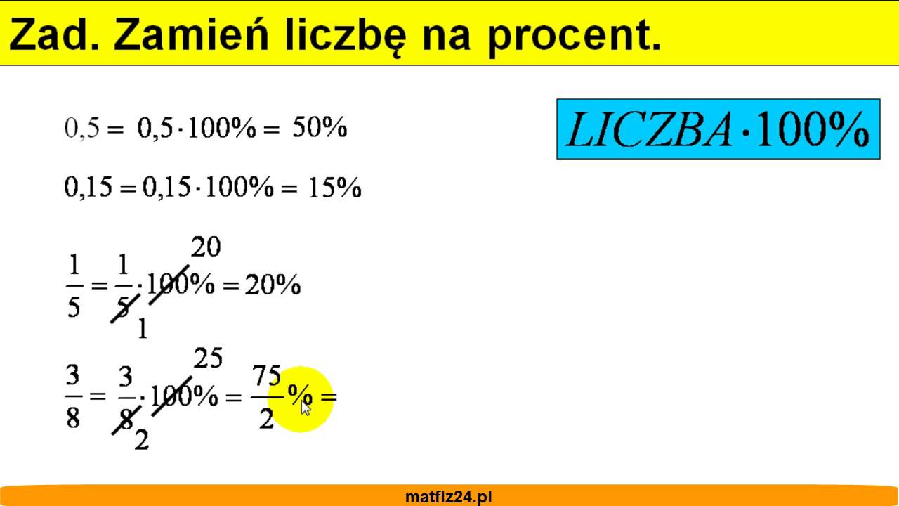 Jak zamienić liczbę na procent - Matfiz24.pl - YouTube Jak Zamienić Procent Na Ułamek