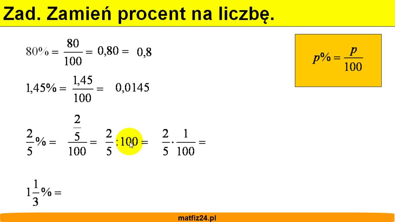 Jak zamienić procent na liczbę - Zadanie - Matfiz24.pl - YouTube Zamiana Procentów Na Ułamki Dziesiętne