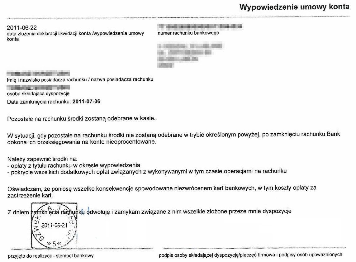 Jak zamknąć konto w BZ WBK - kolejne zmiany w banku. Zgłoszenie Rachunku Bankowego Do Urzędu Skarbowego 2018 Osoba Prawna