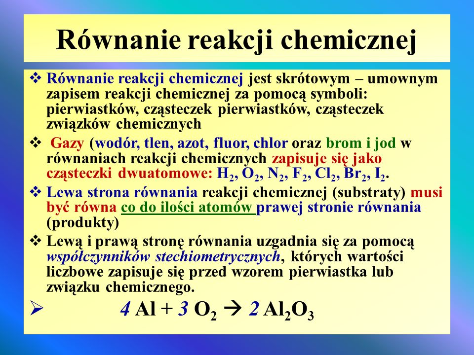 Co To Jest Równanie Reakcji Chemicznej