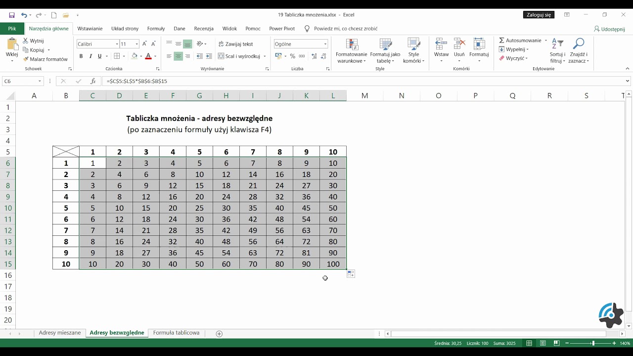 Jak Zrobic Tabliczke Mnozenia W Excelu - Image to u Jak Zrobic Tabliczke Mnozenia W Excelu