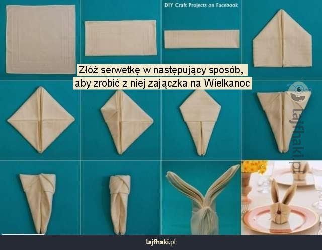 Jak zrobić zajączka z serwetki? - Złóż serwetkę w następujący sposób Zajaczek Z Serwetki Krok Po Kroku
