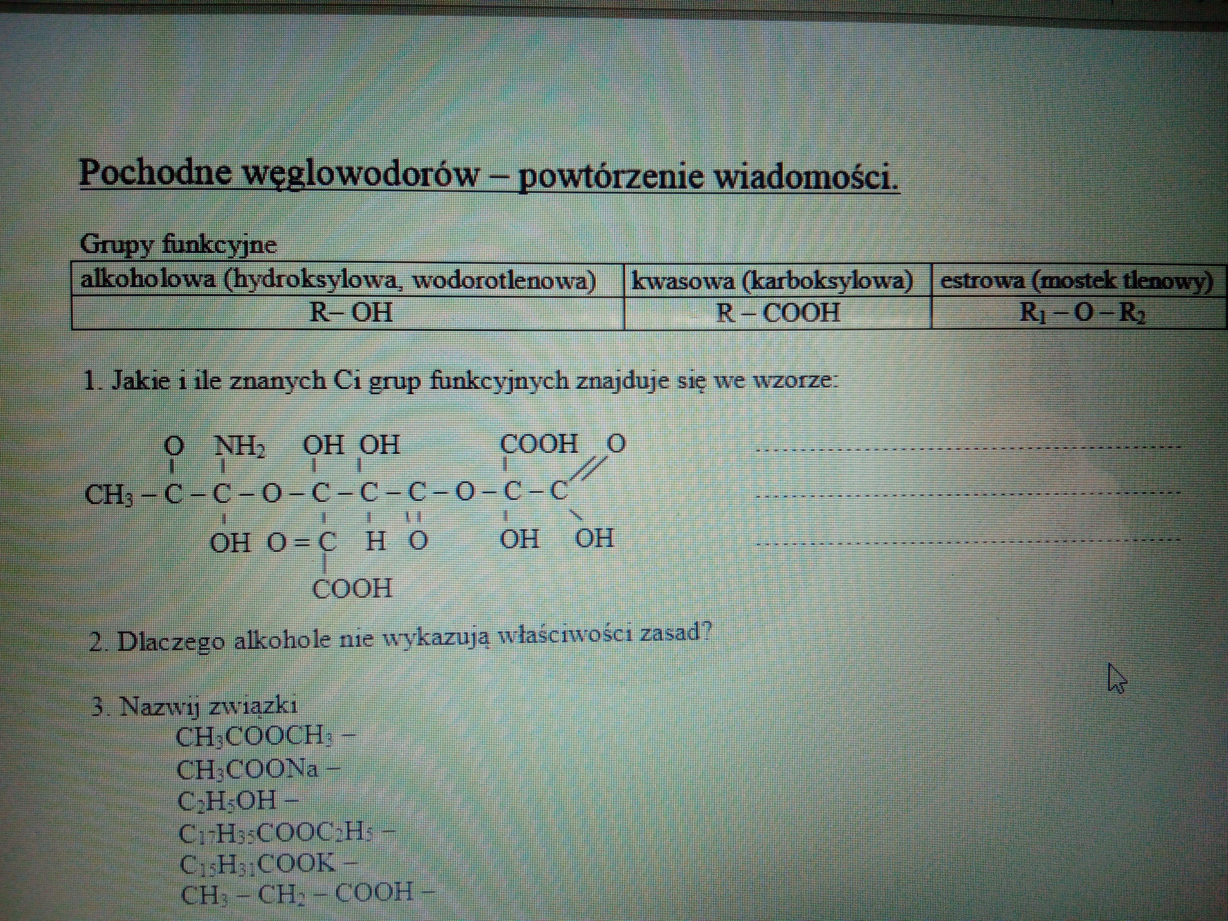 Zaznacz Nazwy Grup Funkcyjnych Oznaczonych Na Wzorze Kwasu