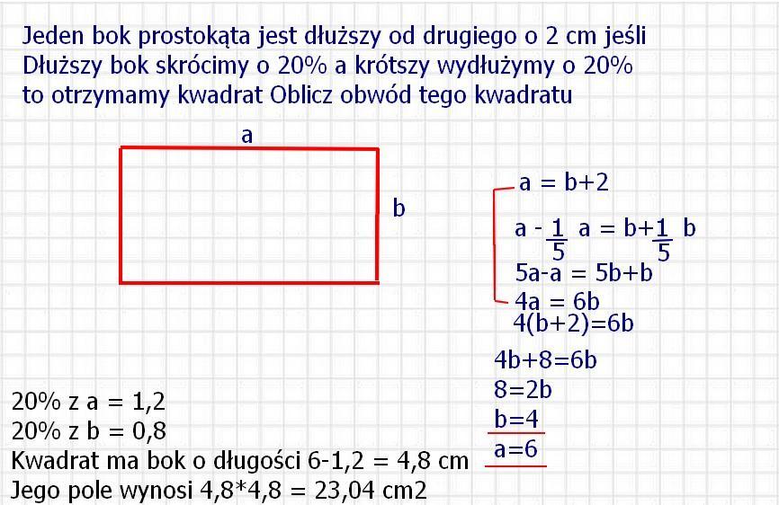 Jeden bok prostokąta jest dłuższy od drugiego o 2 cm jeśli Dłuższy bok W Prostokącie Jeden Z Jego Boków Ma Długość 0 8
