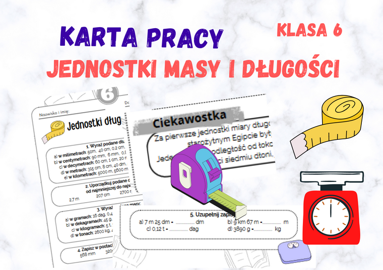 Jednostki długości i masy - karta pracy • Złoty nauczyciel Jednostki Masy Klasa 3 Karty Pracy