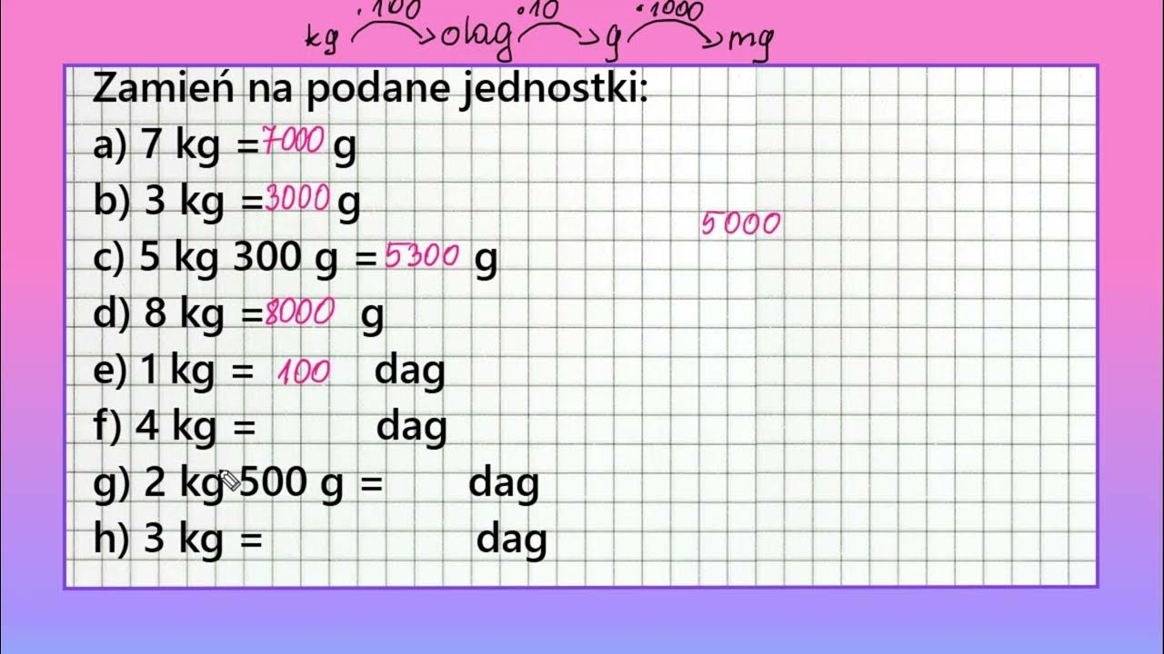 JEDNOSTKI Masy: zamiana jednostek - klasa 4 (zadanie 1) - YouTube Jednostki Masy Sprawdzian Klasa 4