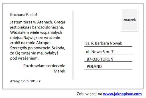 Jestes Na Wakacjach Napisz Do Znajomych Pocztowke W Ktorej
