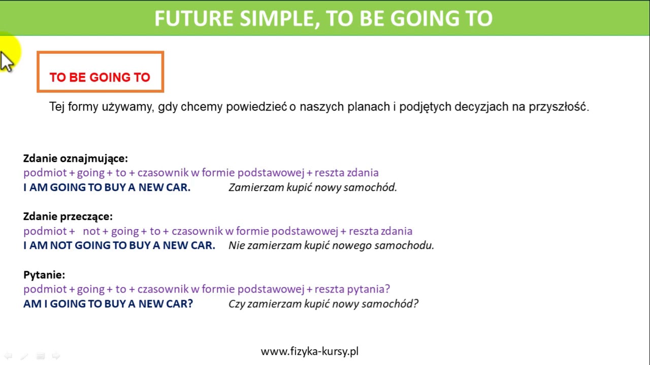 Język Angielski kurs porównanie future simple "will" z "to be going to Przetlumacz Zdania Na Jezyk Angielski
