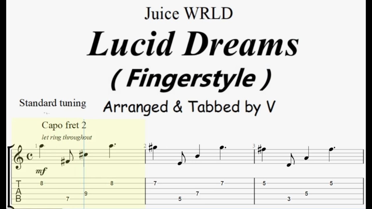 Juice WRLD - Lucid Dreams ( Fingerstyle Guitar Tab ) | made EASY - YouTube Lucid Dreams Juice Wrld Guitar Tab