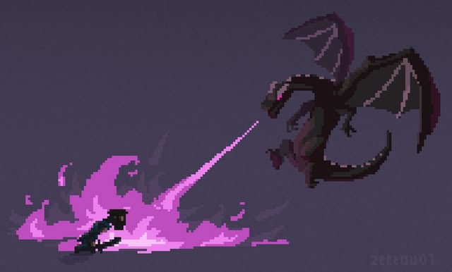 Just finished this pixel art of the Ender dragon battle ! - Minecraft Minecraft Pixel Art Ender Dragon