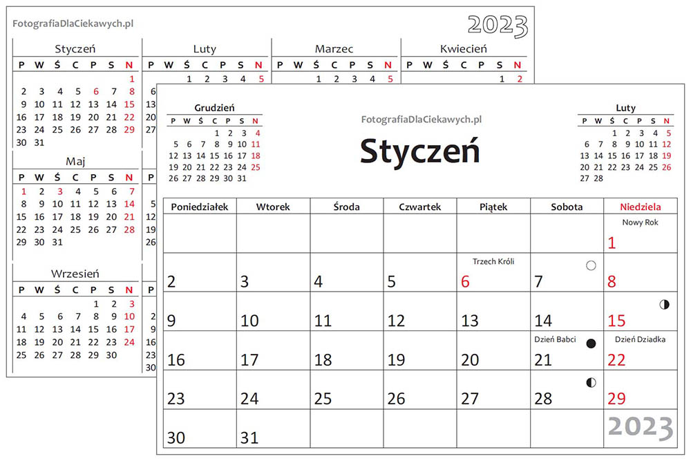 Kalendarz Miesieczny Do Druku 2023 - Image to u Kartka Z Kalendarza Do Wydruku