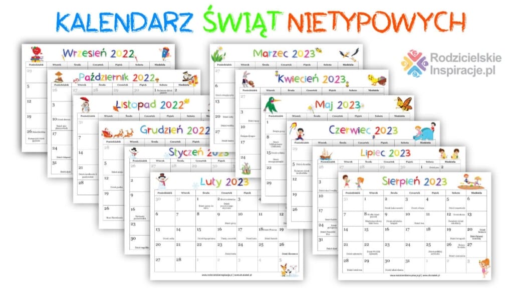 Kalendarz Świąt Nietypowych do druku na cały rok szkolny Kalendarz Swiat Nietypowych 2020 Przedszkole