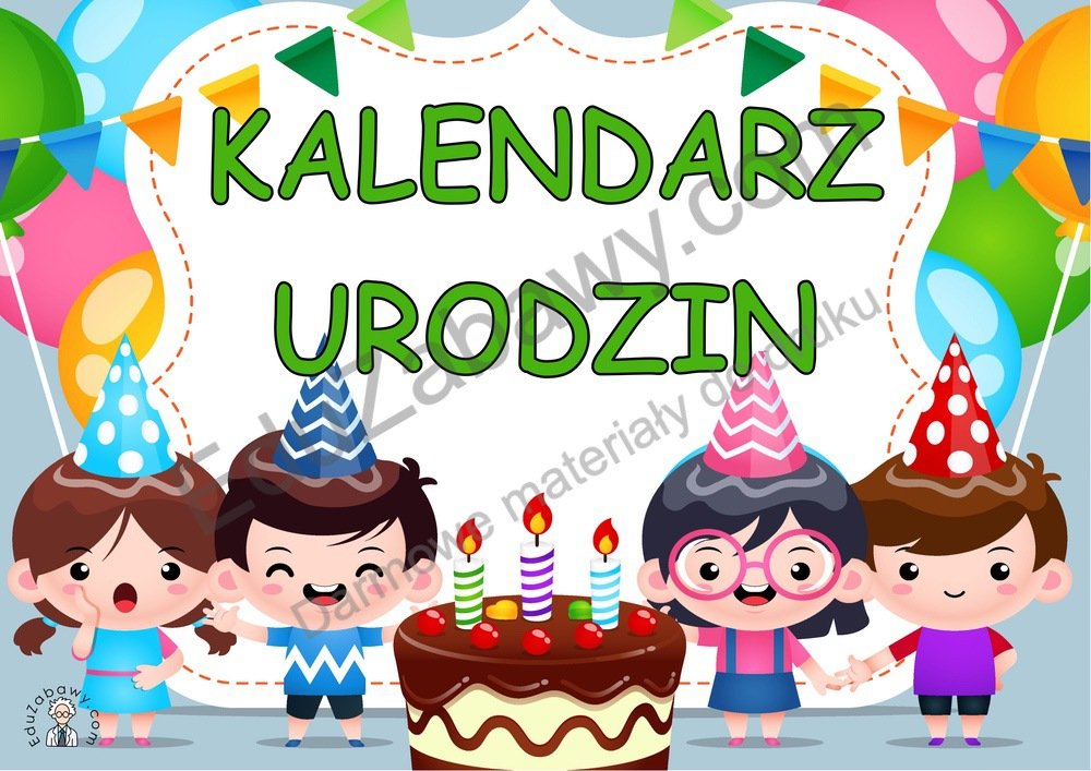 Kalendarz urodzin do druku do przedszkola w pliku PDF za darmo Kalendarz Urodzin Przedszkole Do Druku