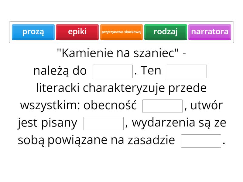 Kamienie Na Szaniec Rodzaj I Gatunek Literacki